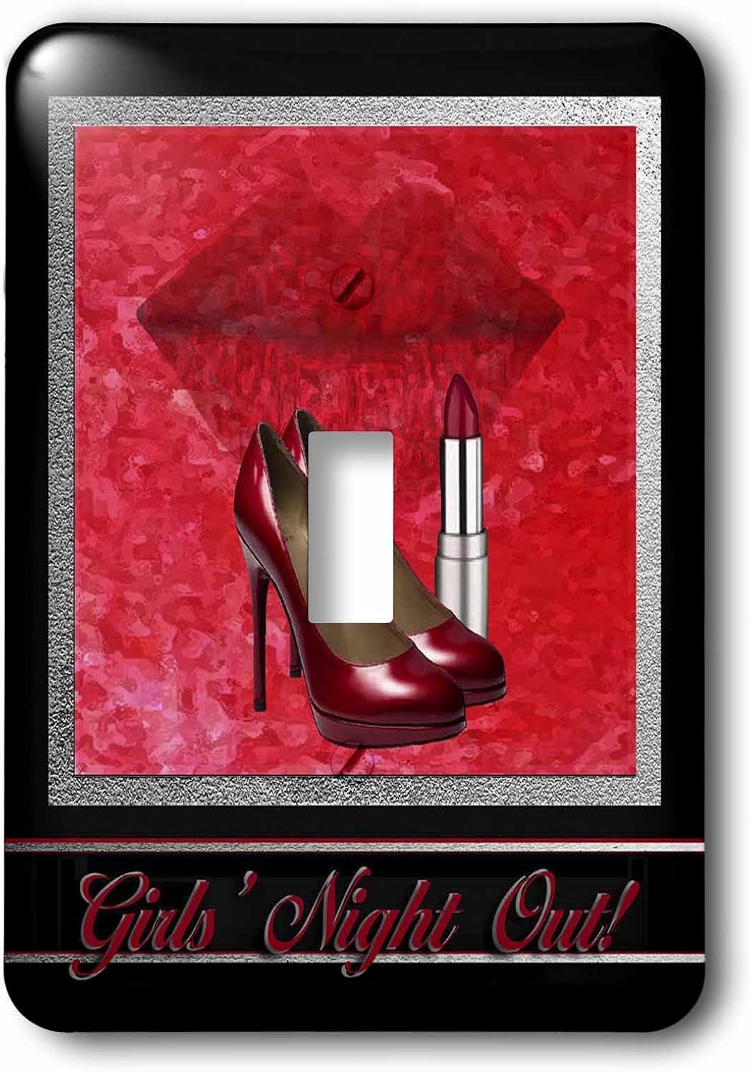 3dRose Bachelorette Party, Girls Night Out, Red High Heels, Lips and Lipstick single toggle switch