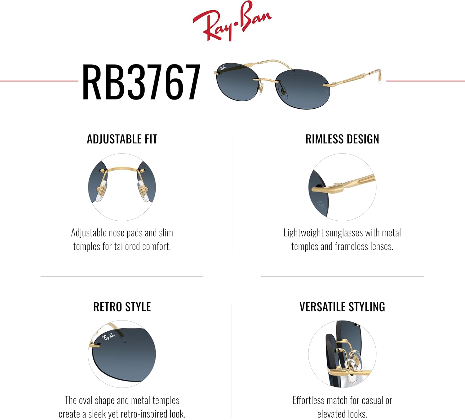 Ray-Ban Rb3767 Oval Sunglasses