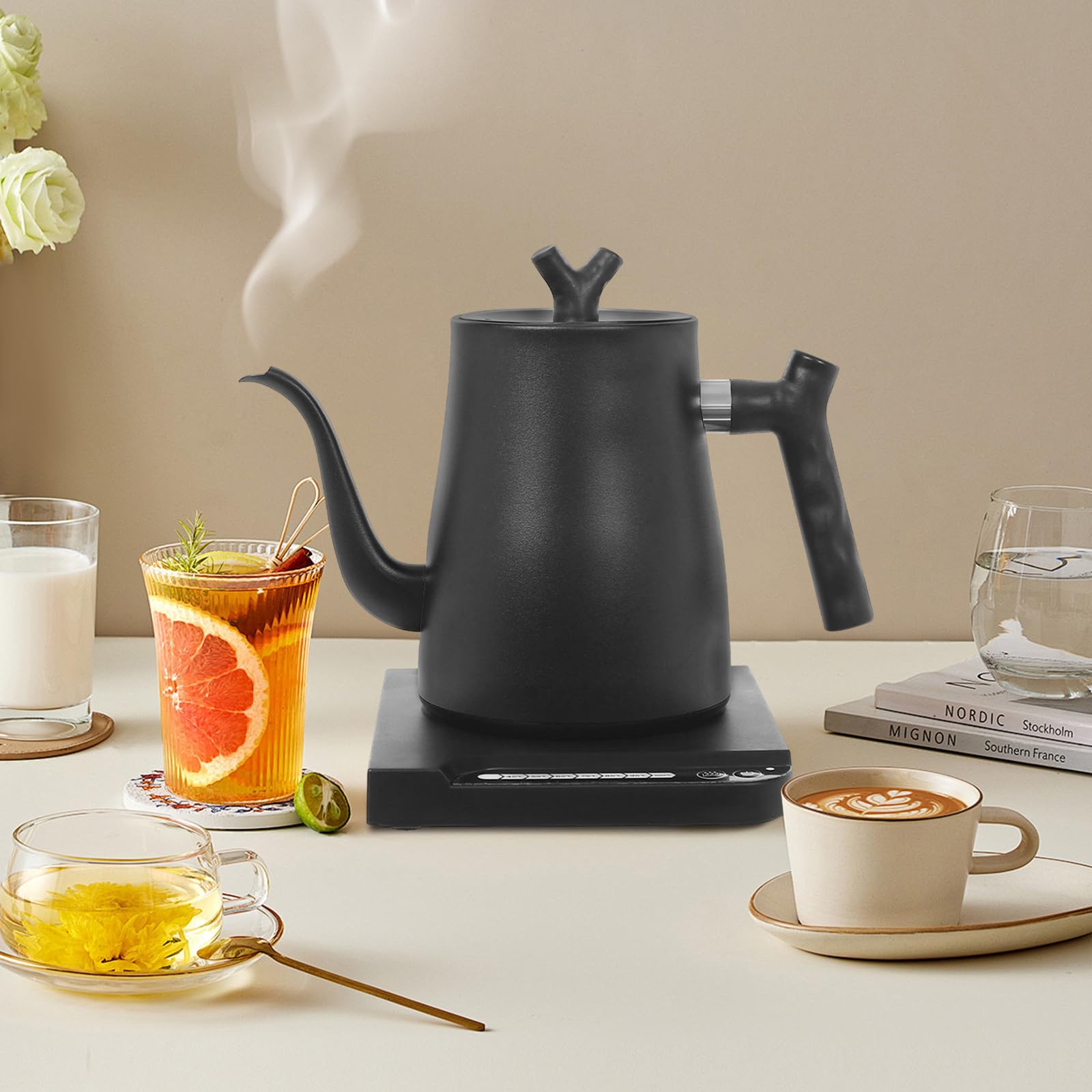 Bollitore elettrico in acciaio inox, 1000 W, 1 l, riscaldamento rapido, protezione contro il surriscaldamento, funzione di archiviazione di 3 minuti, progettato per tè, caffè, alimenti per bambini