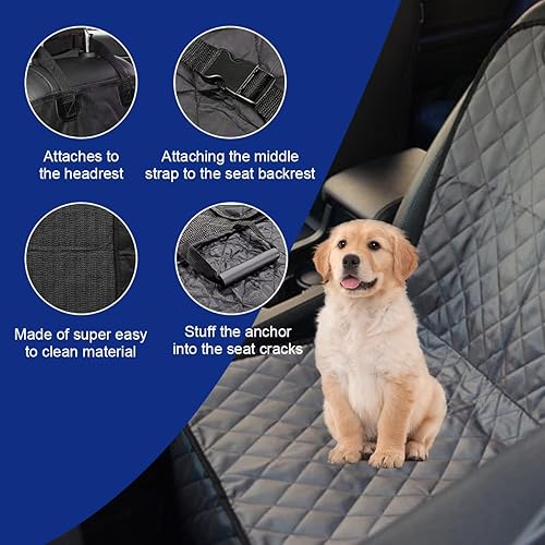 Miniatura 3 de Ziciner Funda para perro para asiento delantero de automóvil, 600D impermeable, protector de asiento contra la piel y la suciedad, funda duradera