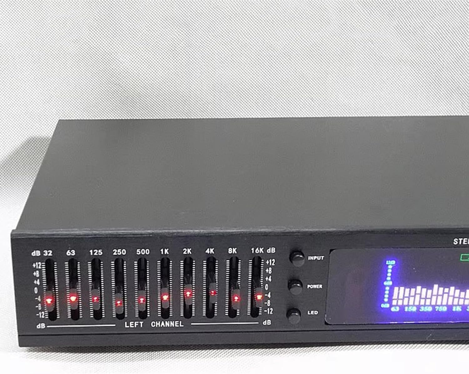 20-pasmowy korektor audio HiFi, profesjonalny cyfrowy korektor tuningu, wskaźnik widma LED z wbudowanym pilotem zdalnego sterowania Bluetooth/pilotem zdalnego sterowania, migający wskaźnik