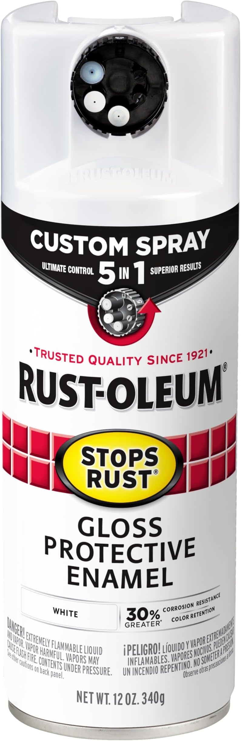 376886 Stops Rust Custom Spray 5-in-1 Spray Paint, 12 oz, Gloss White