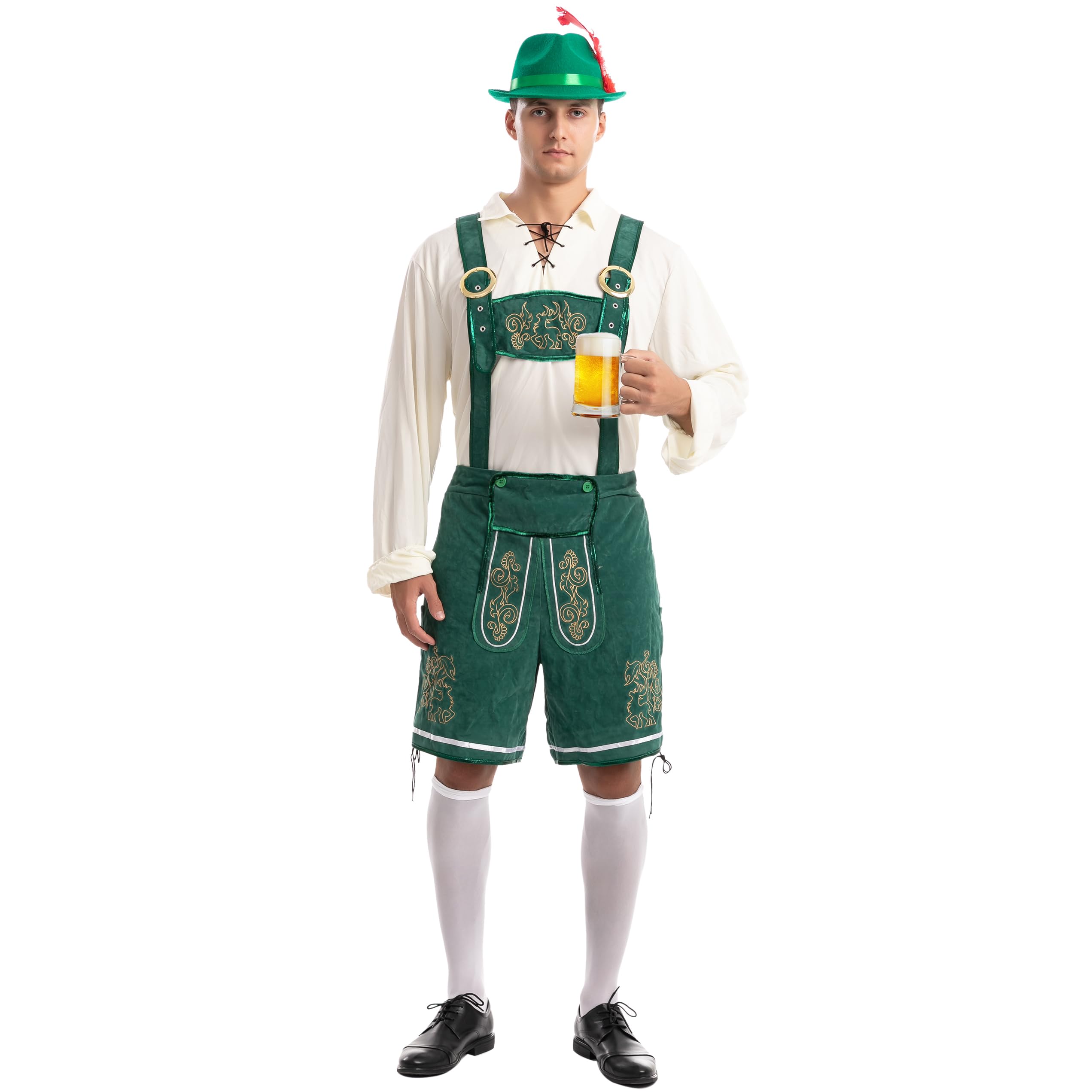 Spooktacular Creations Męski niemiecki bawarski kostium Oktoberfest zestaw spodni skórzanych dla mężczyzn na Halloween przebranie imprezę i festiwal piwa