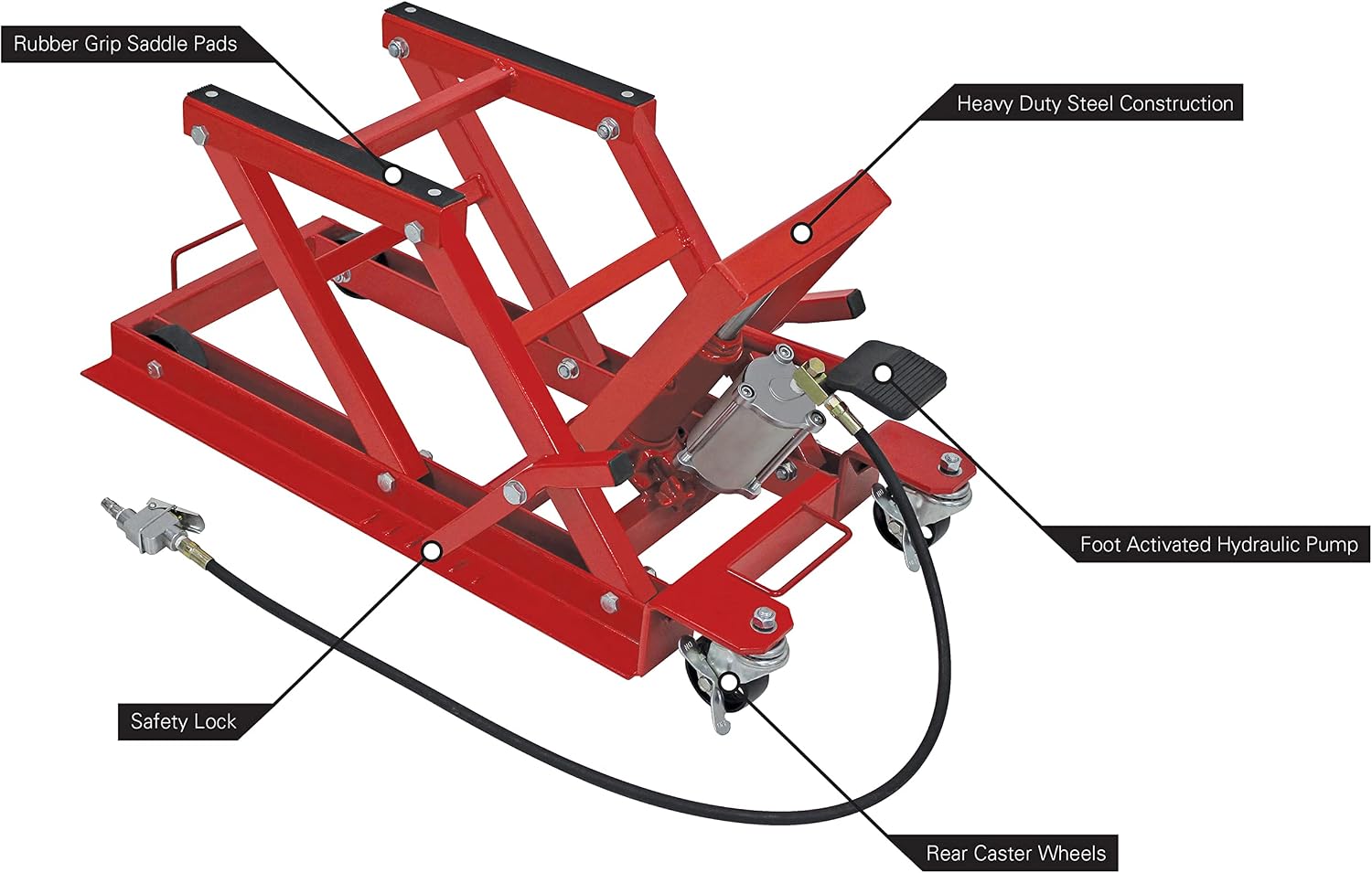 Extreme Max 5001.5041 Pneumatic/Hydraulic Motorcycle/ATV Jack - 1500 lb. Capacity