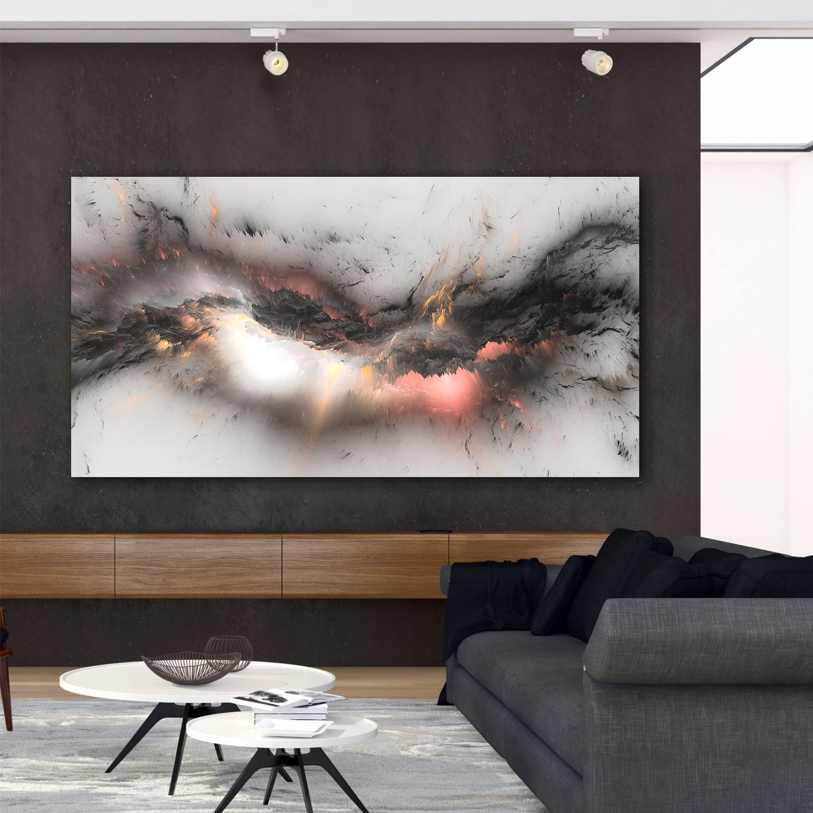 IUNTWEIE Abstract Pictures Modern Abstract Art Colourful Aurora Picture on Canvas Abstract Pictures Wall Picture Living Room Decoration Without Frame (style-1.50 x 100 cm) - Image 4
