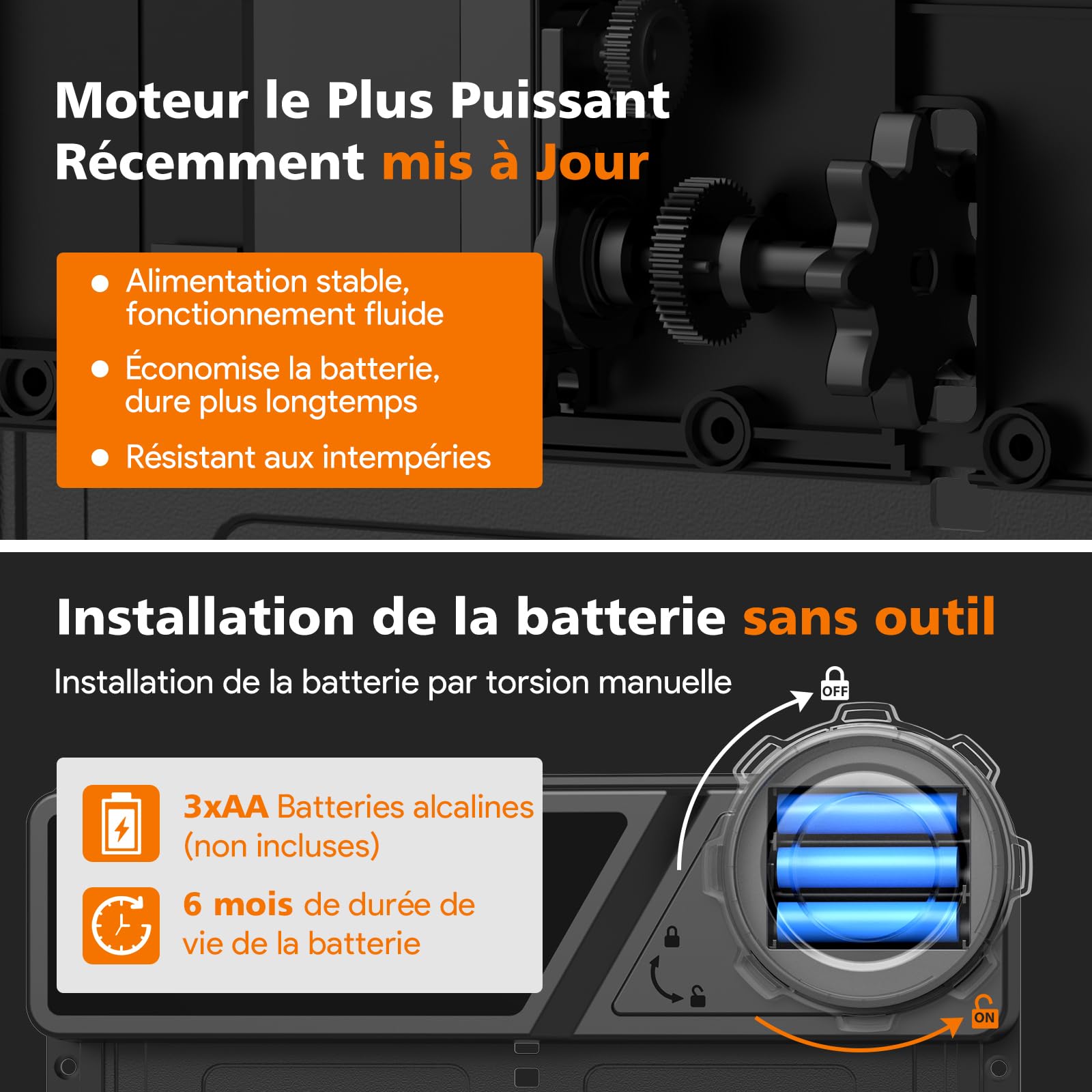 Grande Porte Poulailler Automatique Batterie avec Écran LCD Étanche, Porte Automatique Poulailler en Aluminium avec Minuterie, Fonction Anti-pincement, Résistant Aux Intempéries, Noir