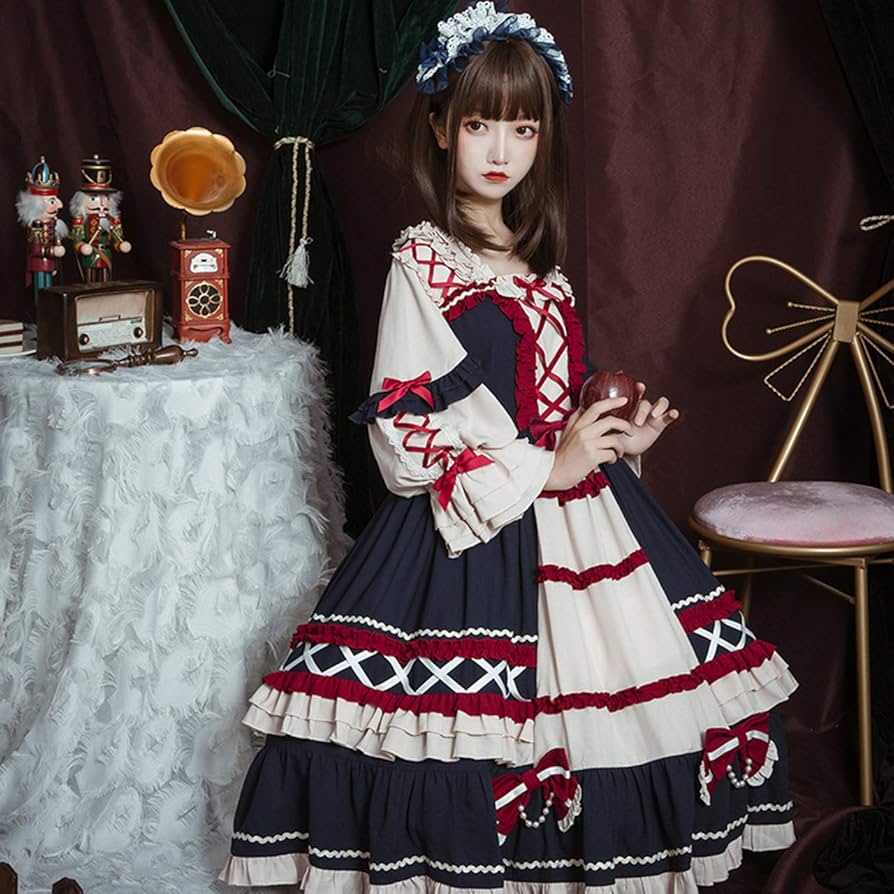 懐古 ロリィタ 豪華 姫袖 ワンピース 黒白 姫袖ボレロ付きデコラティブドレスワンピース 黒｜東京ロリィタ