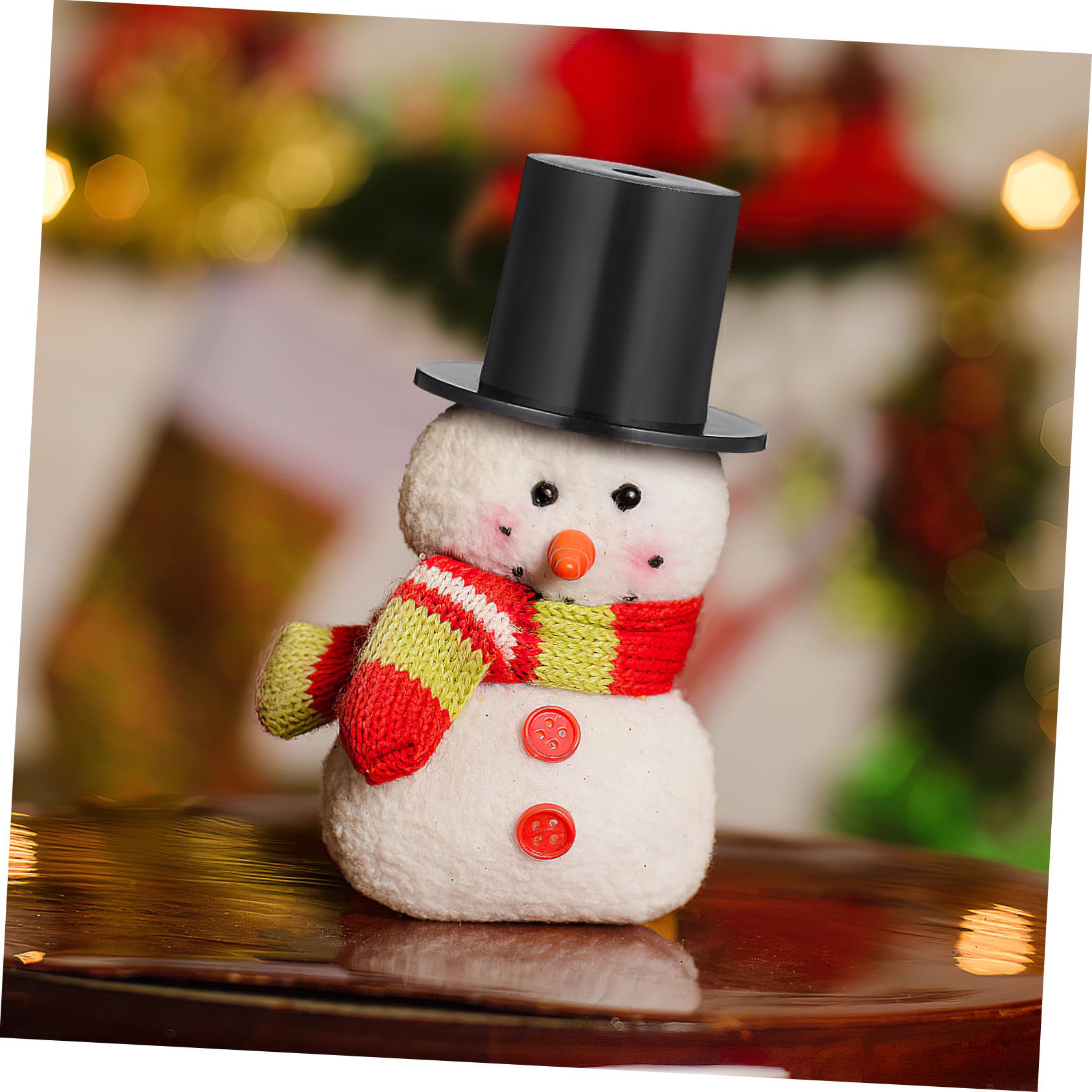 50 Pièces Mini Chapeaux Haut de Forme Noirs Plastique pour Poupées Accessoires DIY Décoration Noël Fête Bonhomme