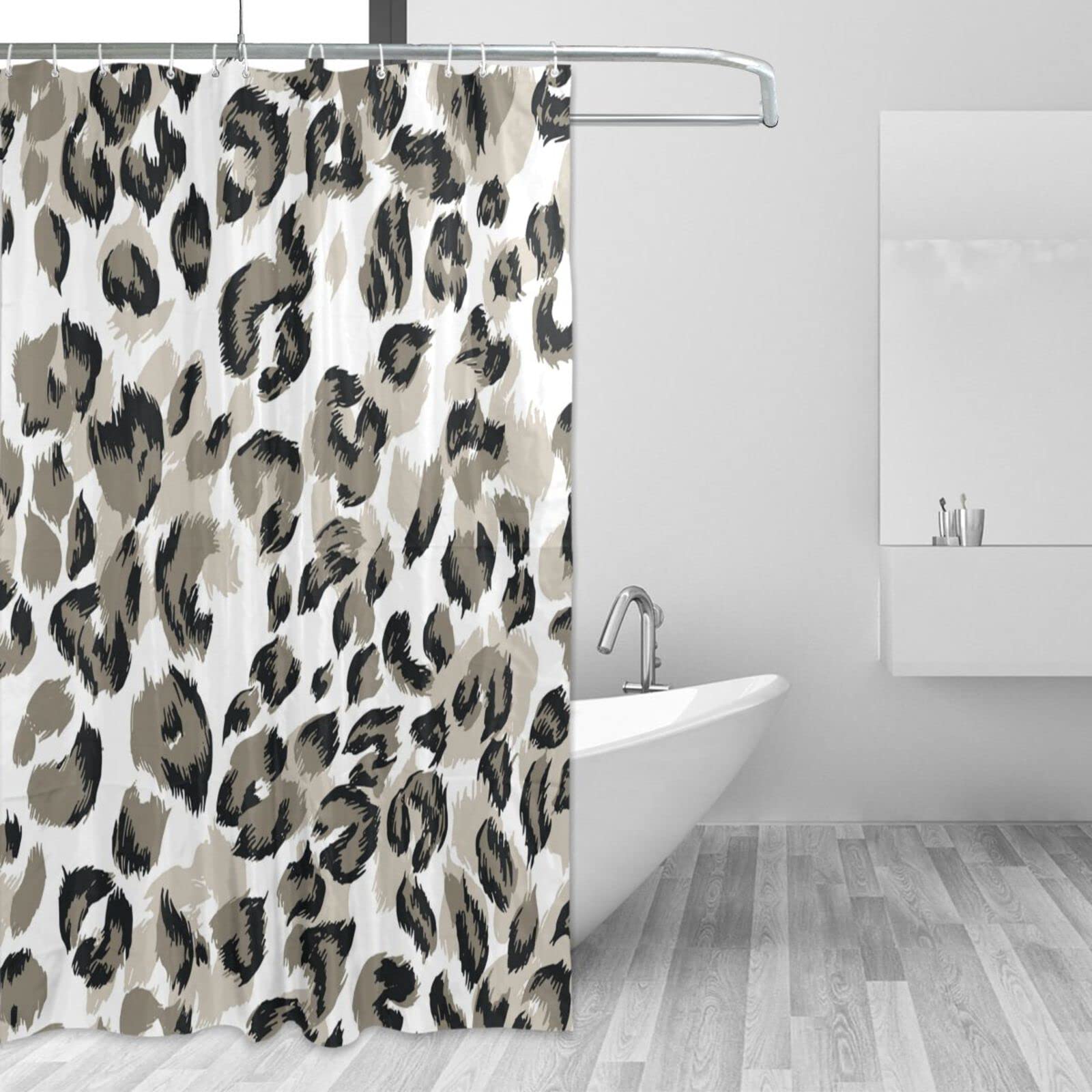 Panther Duschvorhang Wasserdicht – 183x183 Cm, Polyester, Mit 12 Haken, Schwarz/gold, Wildtier-Muster