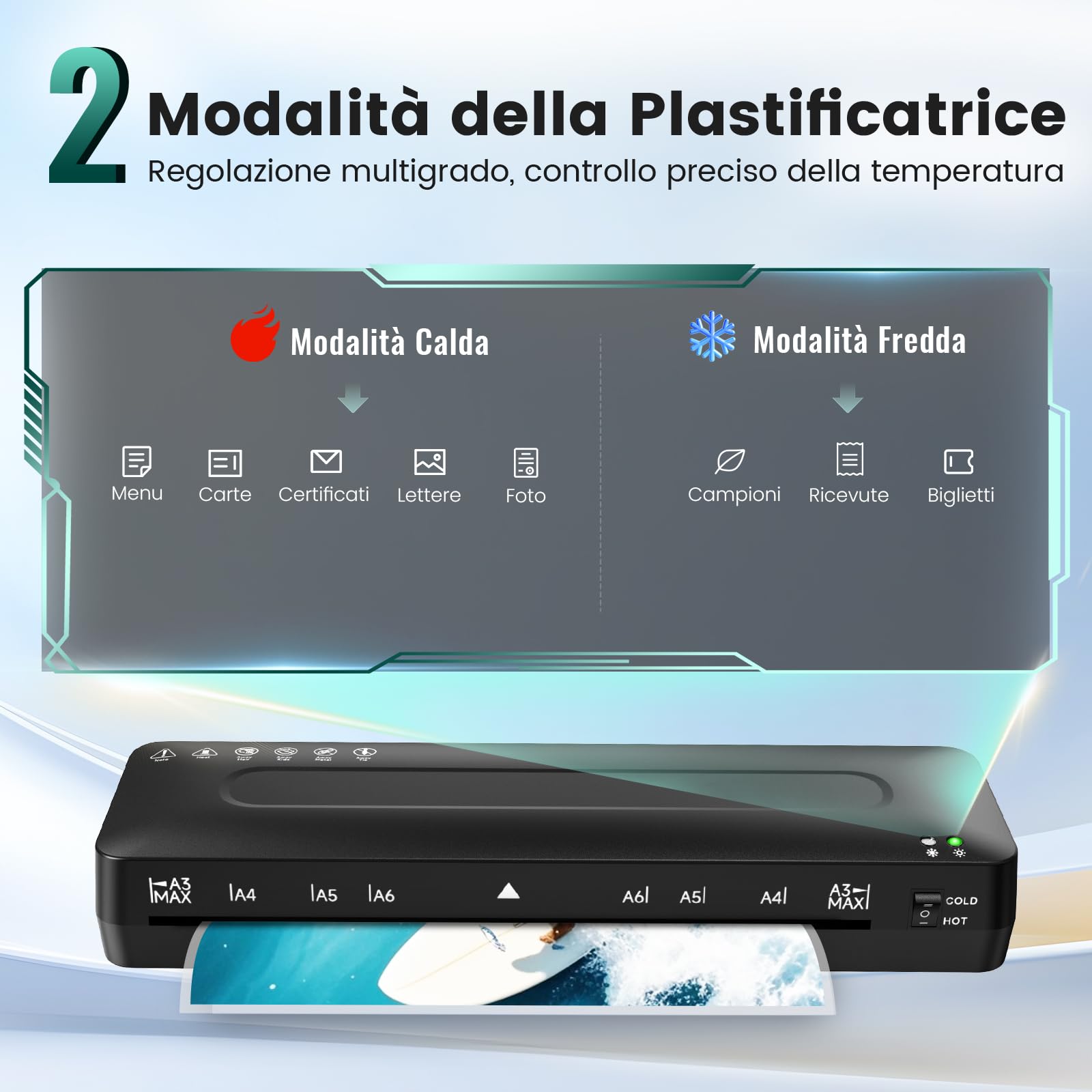A3 Plastificatrice 5-in-1 Laminatrice a Caldo e a Freddo Plastificatrici for A3 A4 A5 A6 con Sacchetti di Laminazione con Taglierino, Arrotondatore per angoli per Ufficio Casa Negozio Ristorante