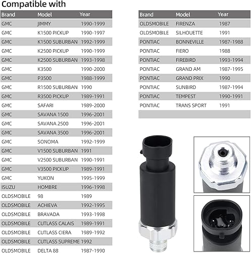 Miniatura 3 de 19244500 Interruptor de presión de aceite del motor y unidad emisora compatible con GMC Chevy Buick Cadillac Isuzu Oldsmobile Pontiac 1S6635 PS262