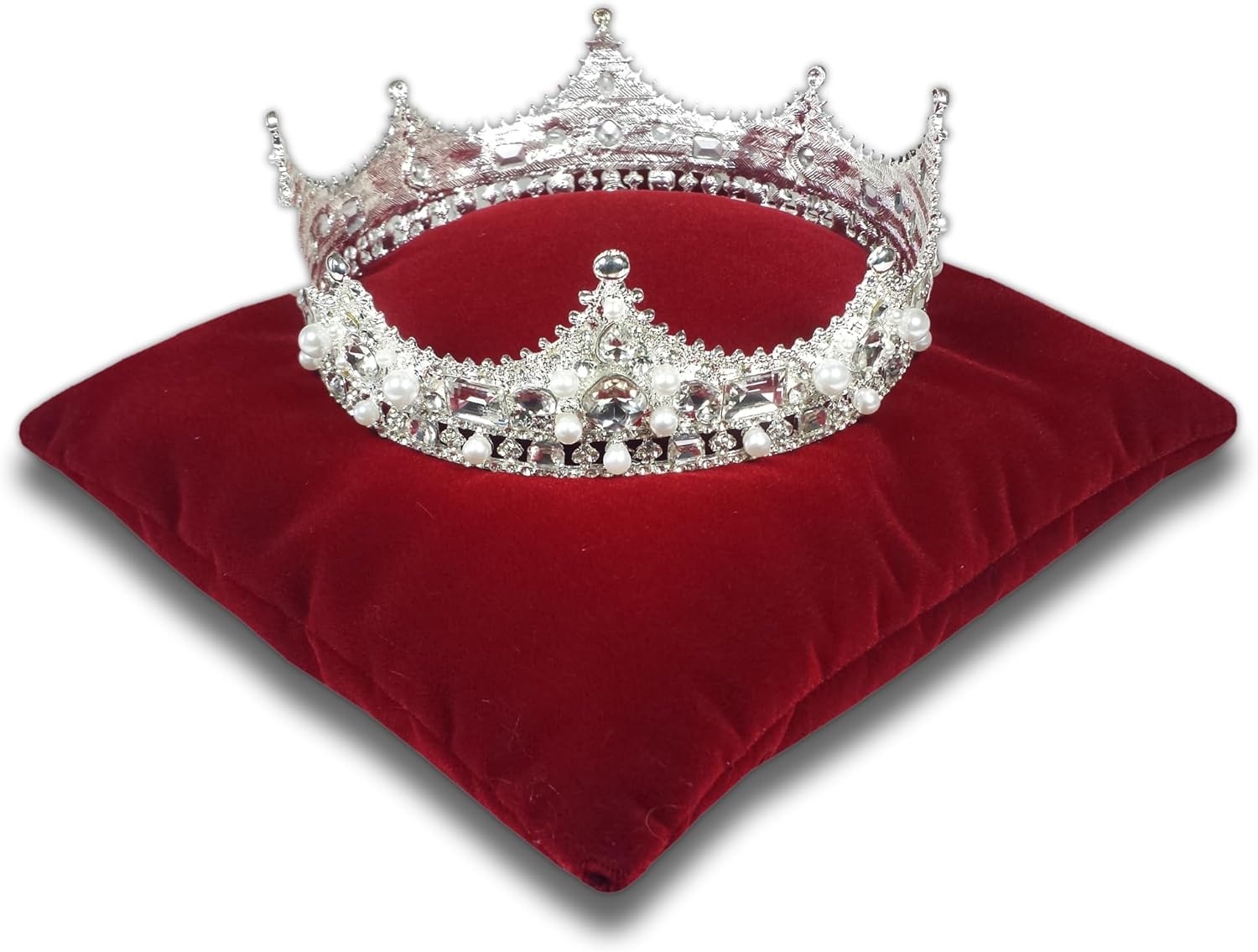 8.5 Inch Square Red Velvet Tiara & Crown Display Pillow Stand, 'Bean Bag' Support, TPV4X