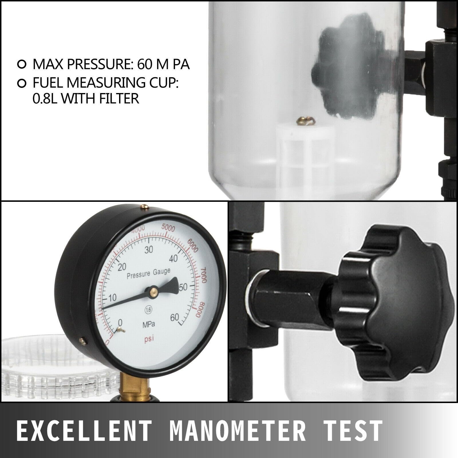 Tester for ugelli iniettori di carburante con strumento riparazione for tester pressione Common Rail a doppia scala for trattori automobili Per principianti - Fai da te