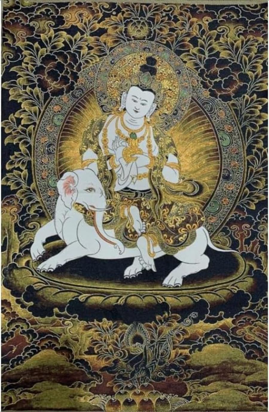 Thangka Silk Embroidery Tibetan Thangka Buddhism Samantabhadra Bodhisattva Yoga Buddhist Tapestry Wall Hanging Wall Art Home Decor Tapestry Meditation