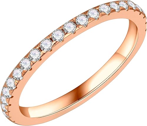 SMILEST Moissanite Full Eternity Ring for Women, 1.8mm Lab Created Wedding Band 