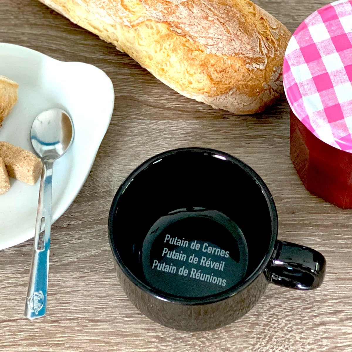 fisura. - Lot tasses à café originales p*tain de semaine. Tasses à café noires avec message pour chaque jour de la semaine. Lot de 5 mugs amusants en céramique.