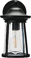 Vista 4 de Luz de exterior de metal y vidrio semillado Portside para exteriores, negro mate