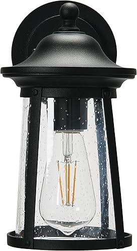 Miniatura 4 de Robert Stevenson Lighting - Luz de exterior de metal y vidrio semillado Portside para exteriores, negro mate