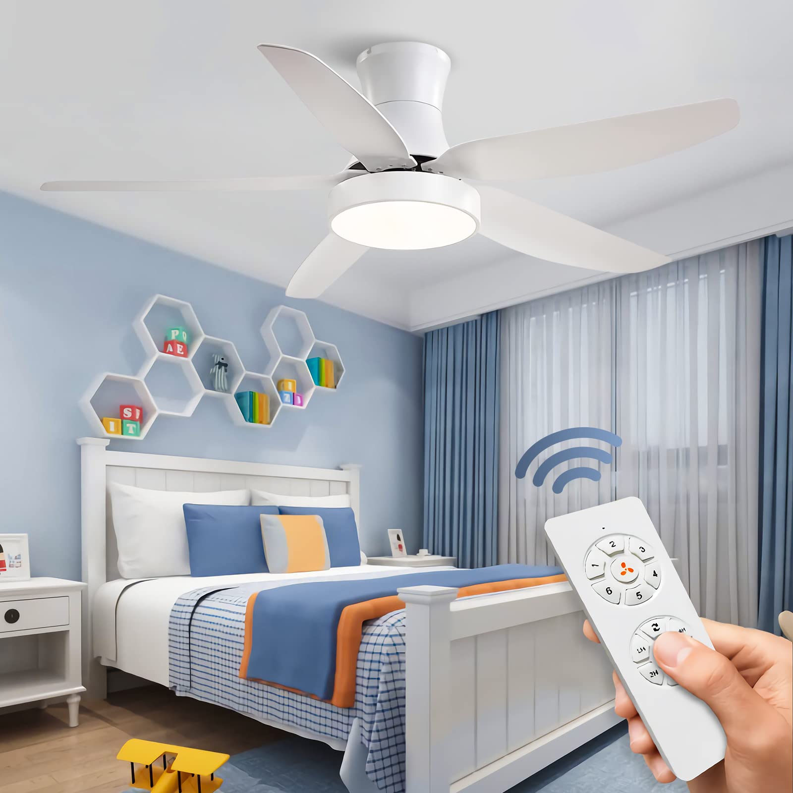 Buy Indoor Low Profile Ceiling Fan with LED Light and Remote Control