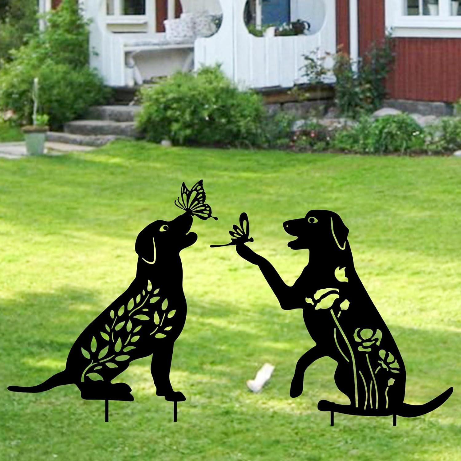 WONDER GARDEN Metal Dog Decor for Outside - 2 Pack Garden Stakes Decorative, Black Dog Silhouette Statues Lawn Ornaments Yard Patio Decor Women Men Mom Gifts - Image 8