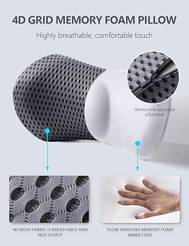 Miniatura 4 de Almohada de apoyo lumbar y almohada cervical, almohadas cervicales ergonómicas de espuma viscoelástica para aliviar el dolor de cuello bajo,