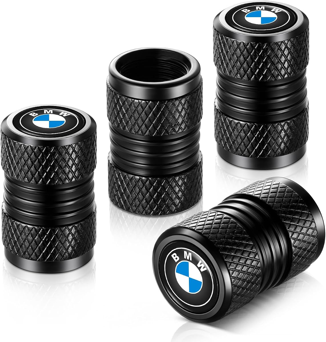 Tapas de vástago de válvula de neumático, compatibles con la tapa de vástago de la serie BMW, cubierta universal de aire para automóvil, accesorios para automóviles, SUV, camiones, motocicletas, 4 piezas (negro)