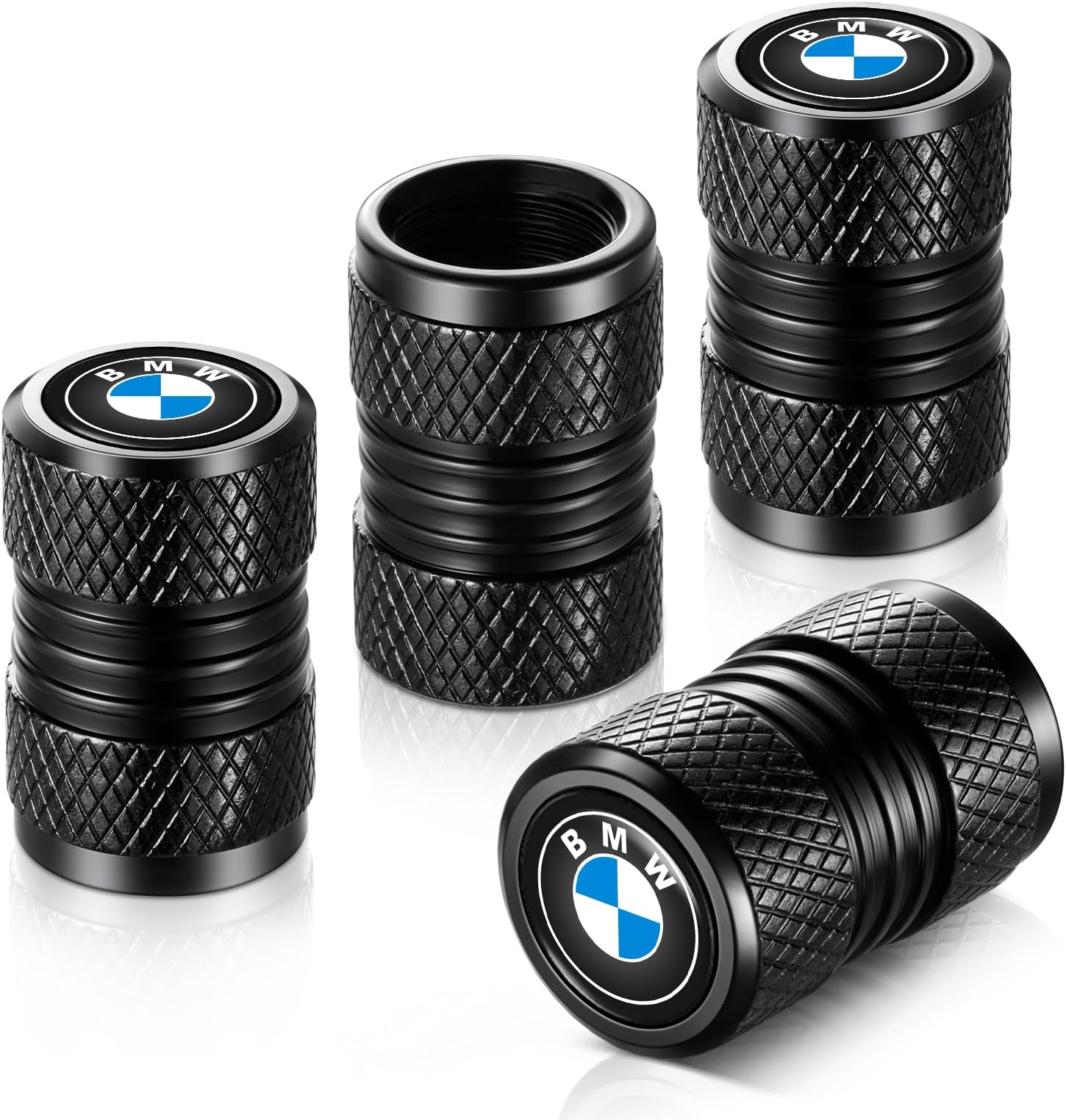 Tire Valve Stem Caps, Compatible with BMW Series Stem Cap Universal Car Air Cover Car Accessories for Cars, SUV, Truck, Motorcycles 4pcs （Black）
