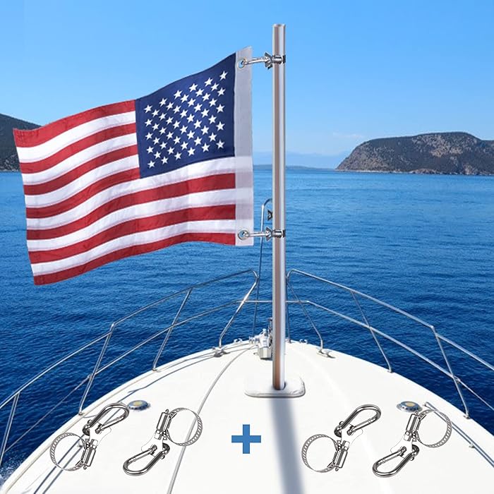 Buy American Boat Flag Marine Flag with 4 Boat Flag Pole Kits, Double