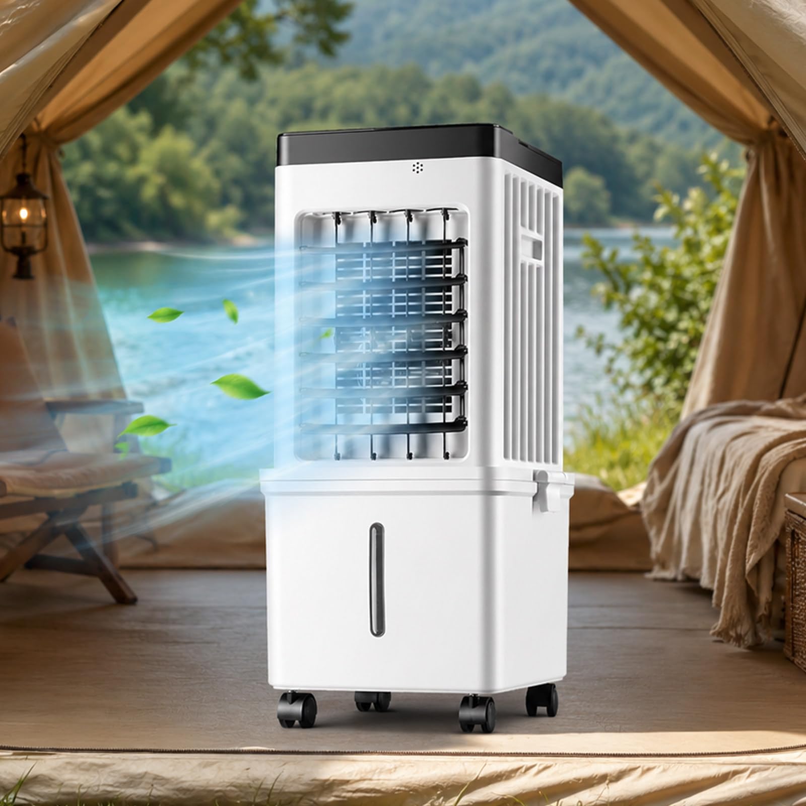 Climatizzatore Senza Tubo, Raffrescatore Evaporativo Portatile con Serbatoio 15L, Telecomando, Pannello Touch, 4 Panetti Refrigeranti, Ampia Oscillazione per Casa E Camera