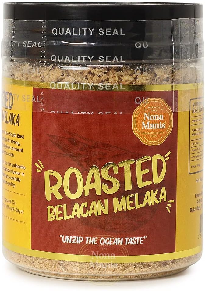 NONA MANIS® Roasted Shrimp Paste Belacan Terasi Granulated Powder Authentic Premium Aromatic Original Melaka Masakan Nyonya Peranakan, Product of Malaysia 0.22 oz (100 gram)