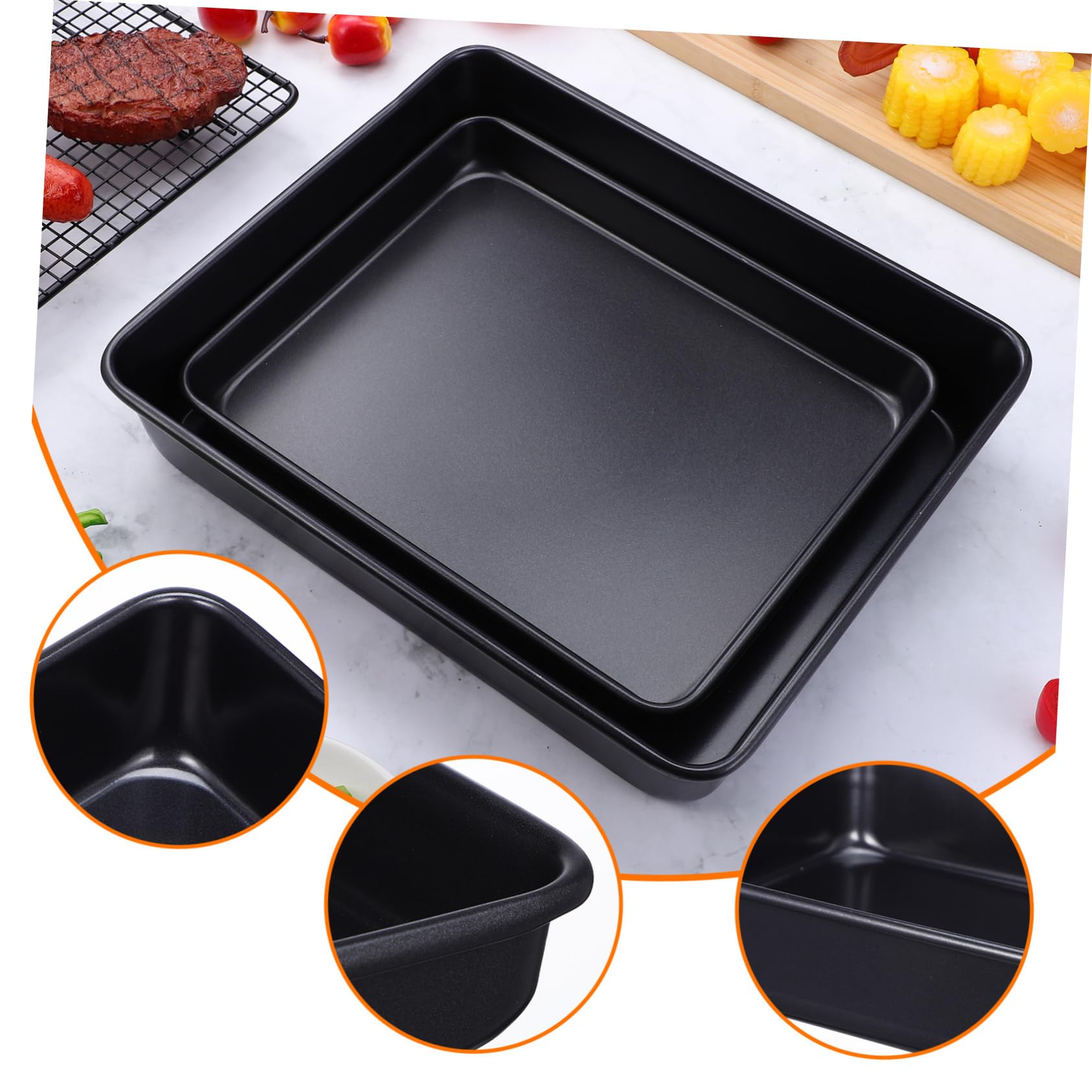 Backbleche Geeignet aus Edelstahl 2 Stück Antihaftbeschichtet Schwarz Fein Verarbeitet Langlebiges Ofenzubehör für Backofen und Toaster