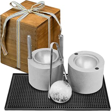 Ice Ball Press Maker Set with Wooden Gift Box, Aluminum, 5.9 x 3.9 in