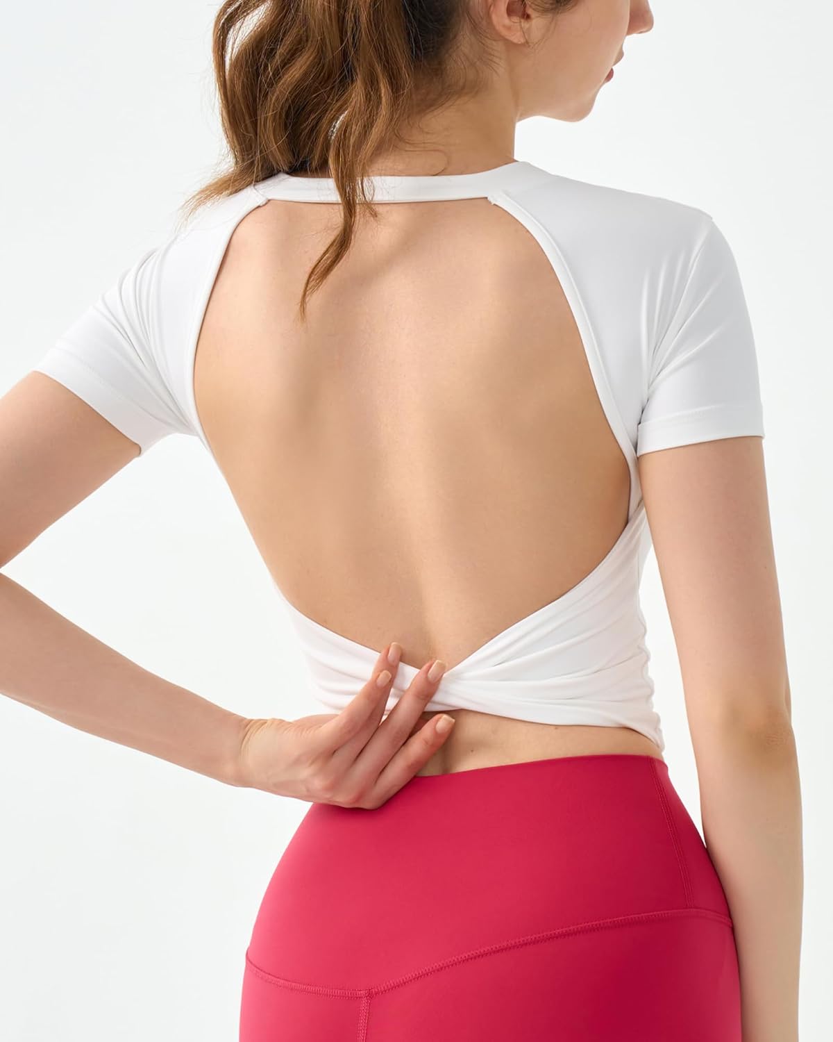 DaiLiWei Open Back Workout Tops for Women Longline Sports Bras Padded Crop Tank Yoga Top Low Back Shirts with Built in Bra - Image 7