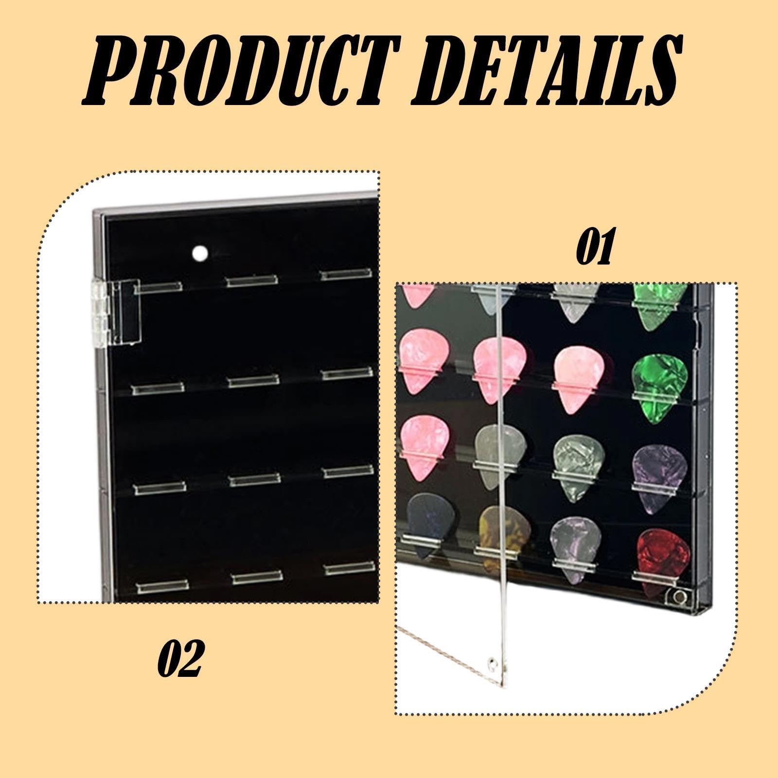 Caja Acrílica para Púas de Guitarra con Diseño Funcional Organizador Decorativo Transparente Soporte de Almacenamiento para Colecciones Adecua, 24.5 X 24.5 X 2.2 Cm