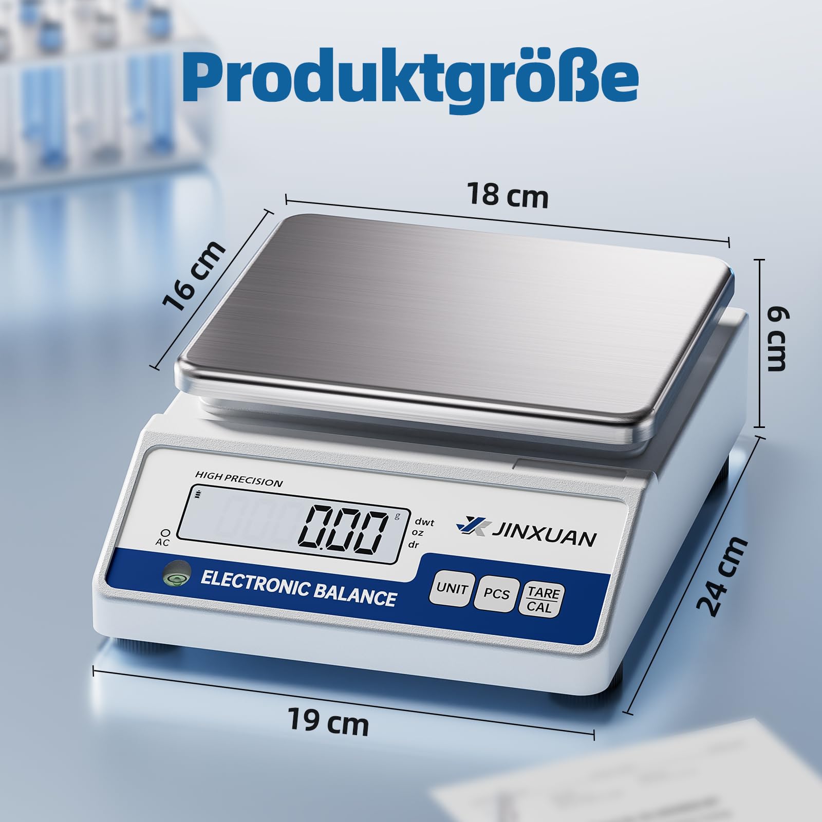 Laborwaage 6000g x 0.01g Analysewaagen Grammwaage Präzisionswaage Schmuckwaage Digitalwaage mit einer Genauigkeit von 0,01 Gramm