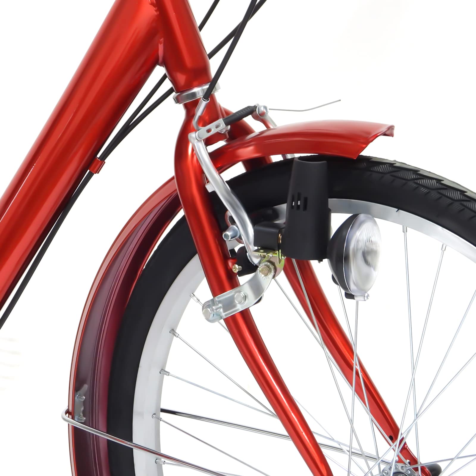 SailorMoon Triciclo para Adultos de 24 Pulgadas, 6 velocidades 3 Ruedas, Bicicleta para Adultos 3 Ruedas, triciclos, con Cesta para Personas Mayores y Mujeres, Altura Ajustable, Color Rojo