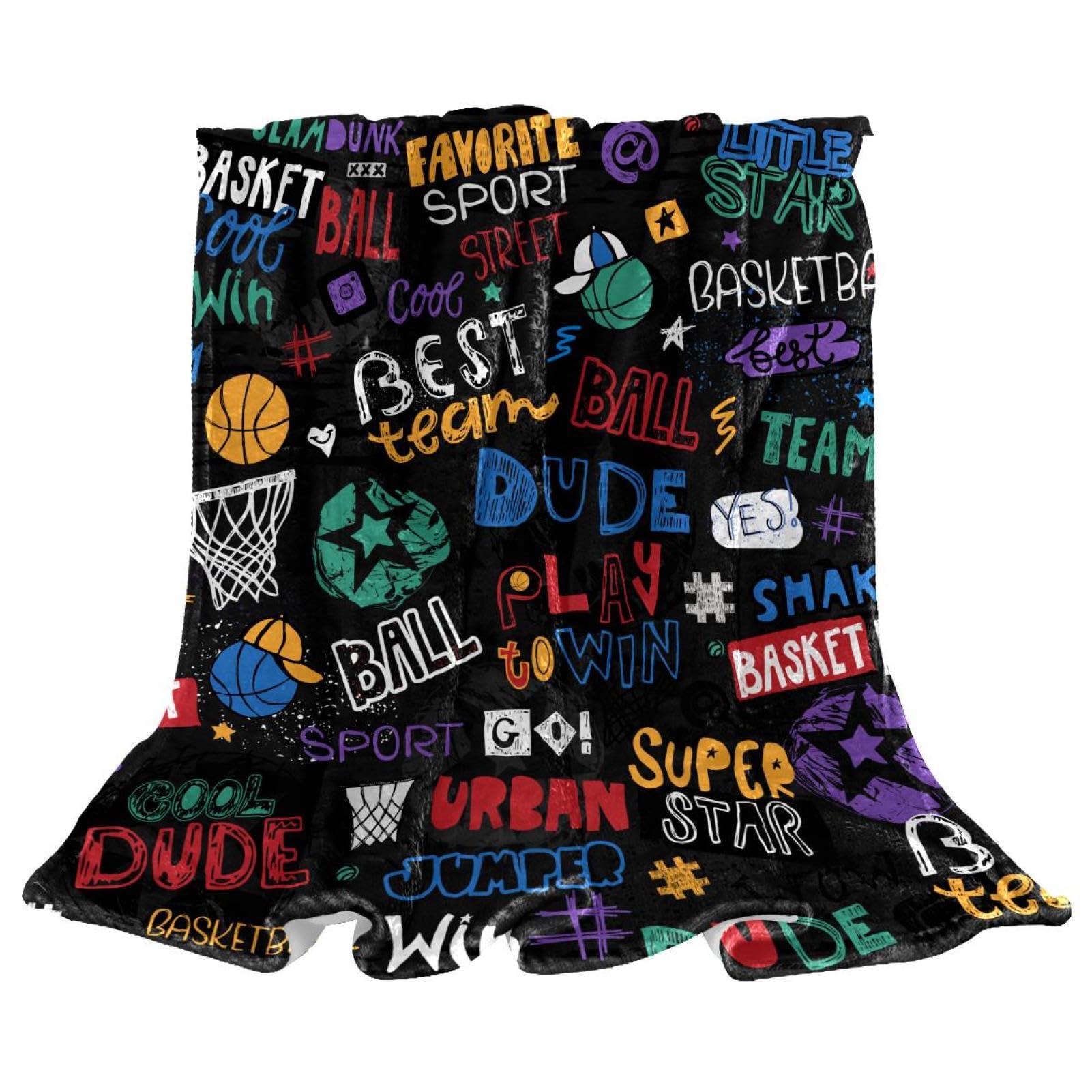 Couverture polaire basket-ball microfibre chaude douce plaid canapé enfant 150x100