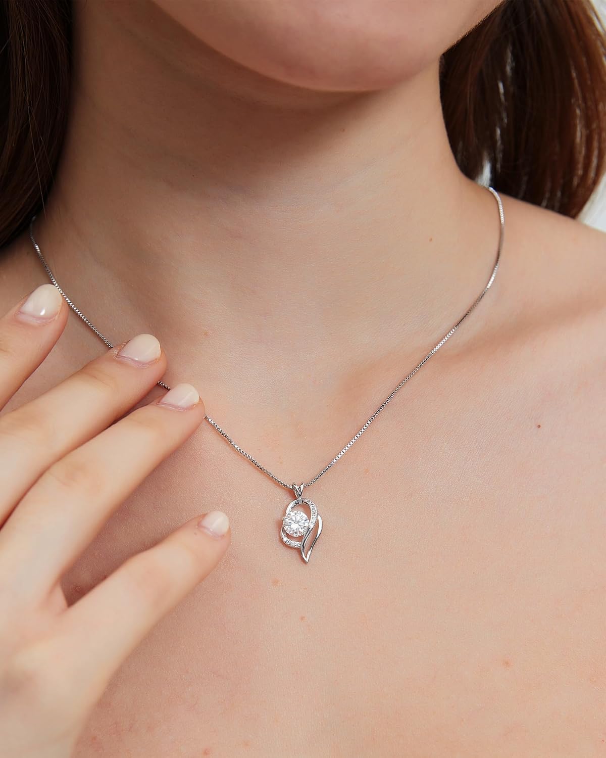 Wedding Anniversary Jewelry Gifts for Wife from Husband, Wife Birthday Gift Ideas, Unique Jewelry Presents 1 Carat Moissanite Diamond Sterling Silver Necklace with Compact Mirror, Romantic for Her - Image 7