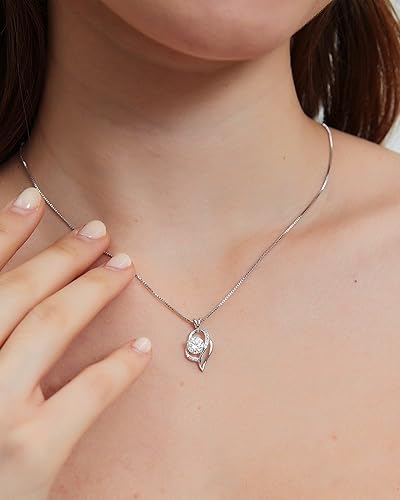 Miniatura 7 de Lumirra Collar de diamante de moissanita de 1 quilate para mujer con espejo compacto de oro rosa y tarjeta de mensaje, regalos románticos de