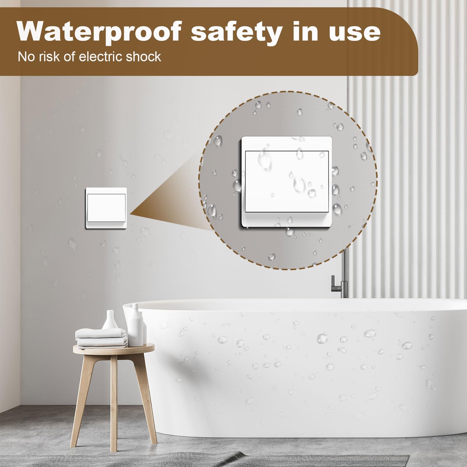 Juego de interruptor de luz inalámbrico 230V, interruptor de radio – no se requieren baterías, interruptor de pared impermeable, controle su lámpara hasta 200 m de distancia (1 receptor y 3 paneles de