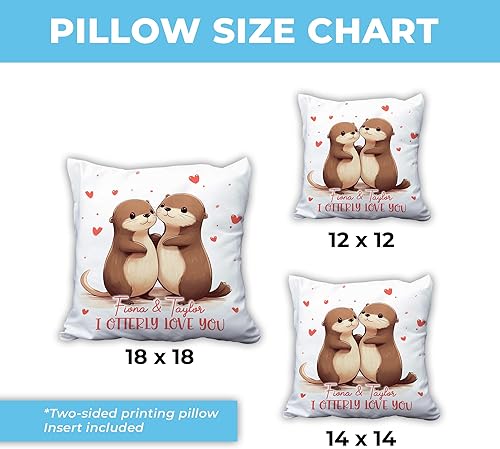 Miniatura 10 de Hyturtle Almohada de nutria personalizada (inserto incluido) Regalos para pareja, novia, novio, esposa, día de San Valentín, cumpleaños, nombre