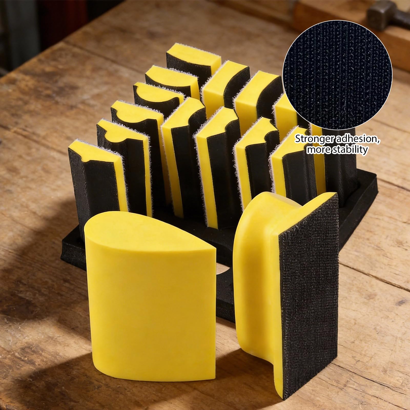 Handschleifblöcke mit Set 16-Teilig, Handschleifblock Set mit Konturiertem Profil, Schleifklotz Klettverschluss Austauschbare Verschiedene Formen Schleifblock, mit Klettverschluss