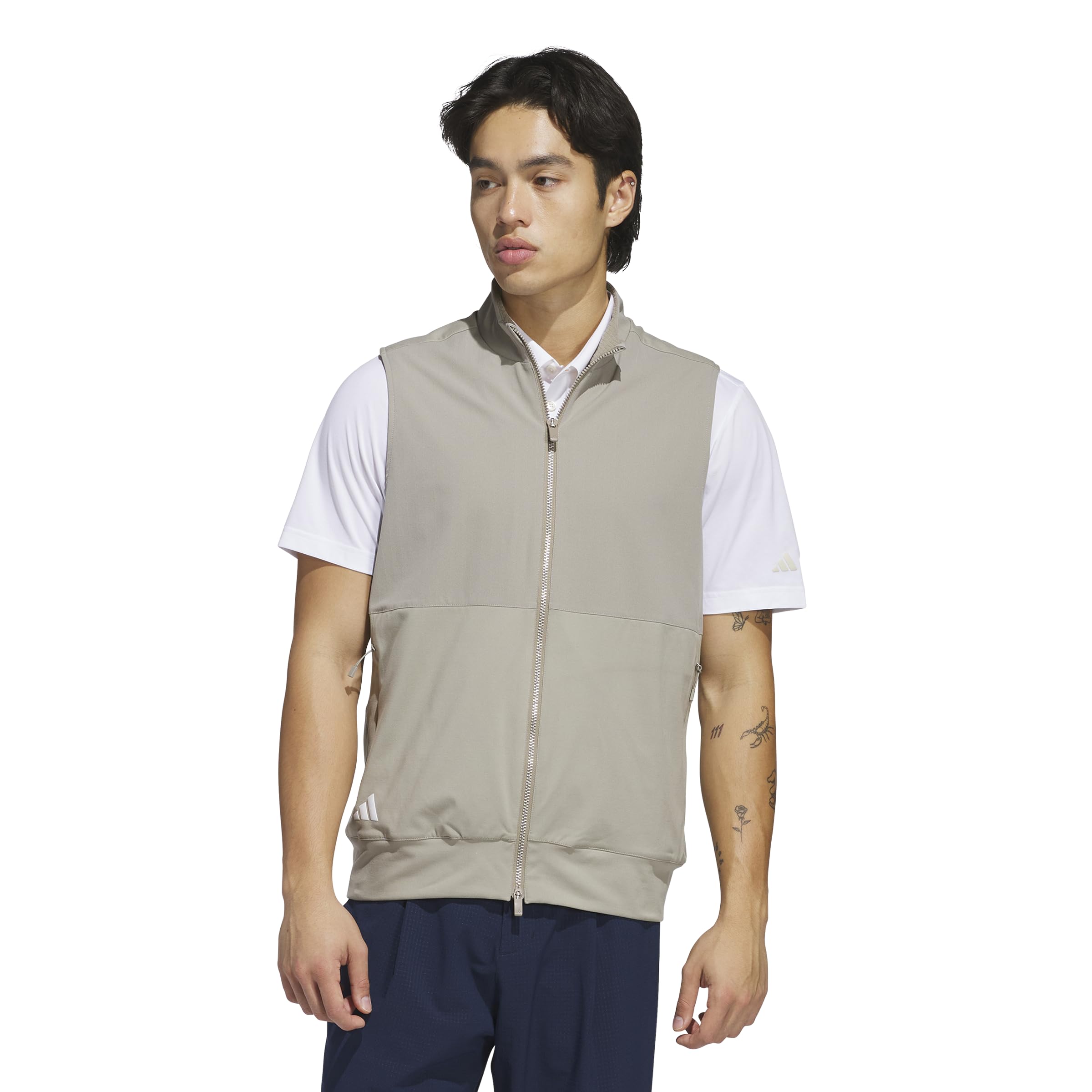 adidas Men's Ultimate365 Tour Full-Zip Vest, Putty Beige S25, Medium