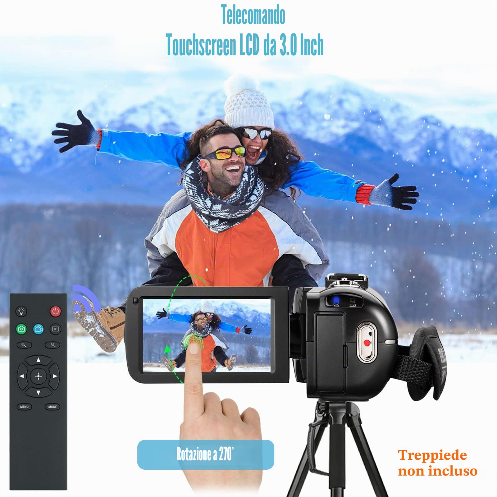 Videocamera FHD 1080P 36MP 30FPS Youtube Vlogging Visione Notturna IR 16X Zoom Digitale 3.0'' IPS Rotazione Schermo di 270 Gradi Videocamera Digitale