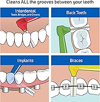 Vista 3 de TePe Cepillo interdental en ángulo, cepillo dental en ángulo para limpieza de dientes, paquete de 25 unidades, 0,45 mm, para espacios extra
