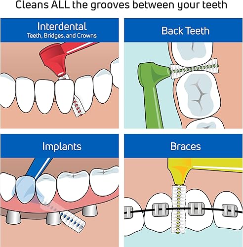 Miniatura 3 de TEPE Cepillo interdental, ángulo de cepillo dental en ángulo para limpieza de dientes, paquete de 25, 0.031 in, espacios grandes, verde, tamaño 5