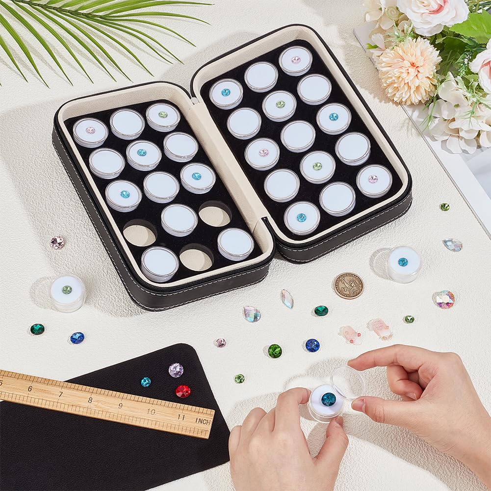 BENECREAT 30 pots à Pierres 22x13x6.5cm Présentoir à Bijoux en Cuir Précieuses Coffret de Diamants en Vrac avec Insert en Mousse Blanche Boîtes à Diamants pour le Stockage D'Objets de Collection