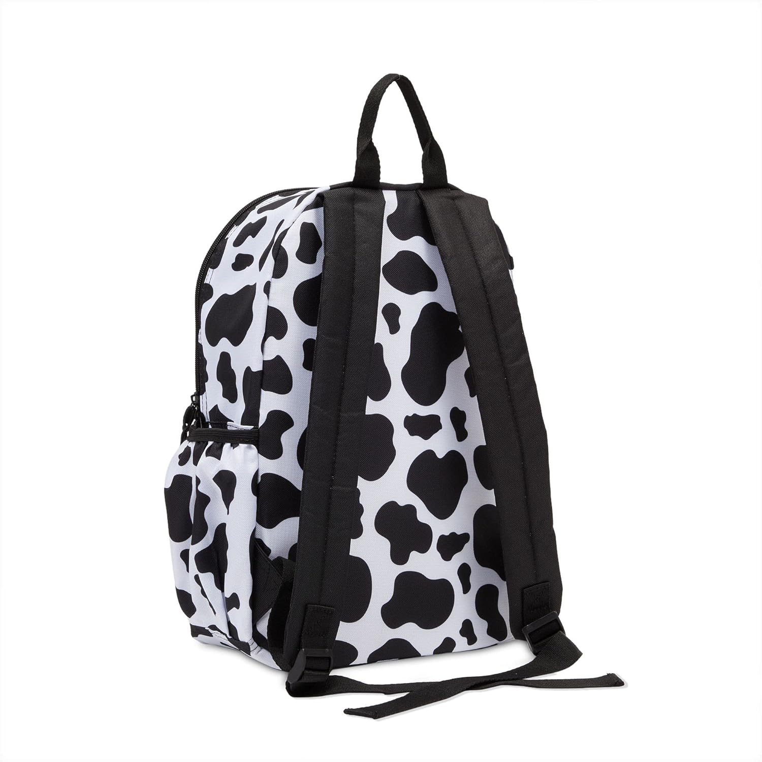 Zodaca Cow Print Girls Backpack - 12.5 x 4.5 x 15 in, Black & White - Mini Backpack for Women with Adjustable Padded Straps & Side Pockets for School & Travel - Image 3