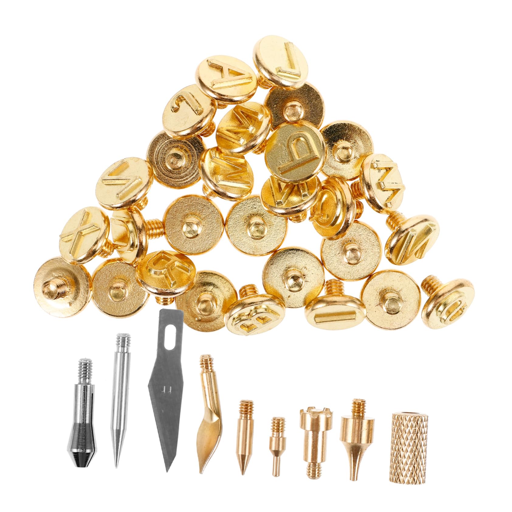 ERINGOGO Burning Tip Set 12pc Letter Wood Burning Tips for Wood Carving Pyrography Embossing DIY Engraving Woodworking Crafts