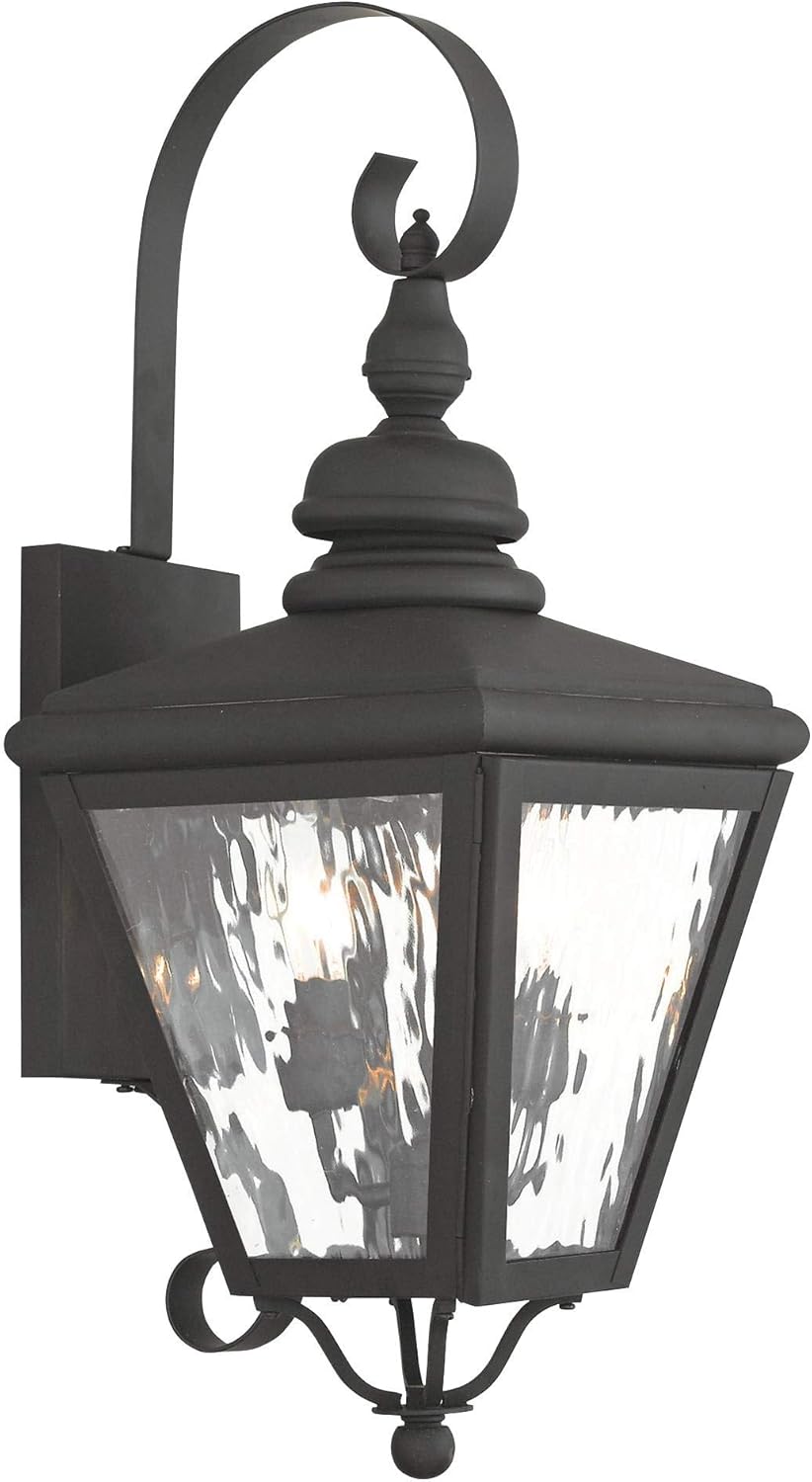 Livex Lighting 2031-04 Cambridge Traditional 2 Light Black Outdoor Wall Lantern, Black